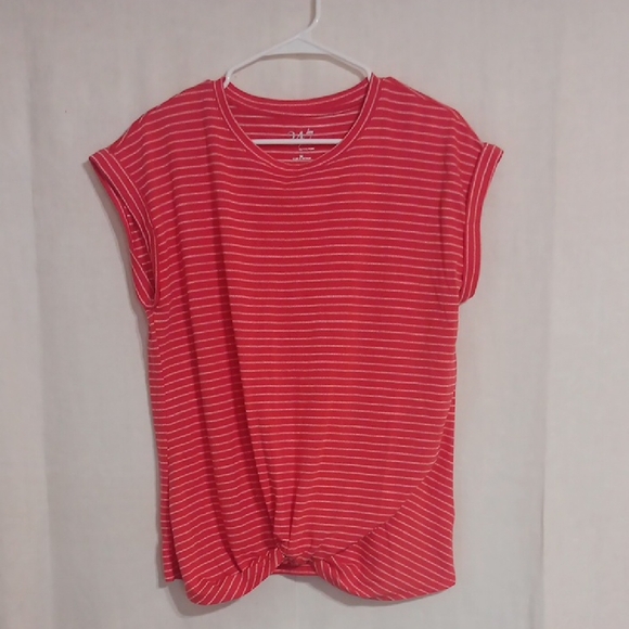 Maurices Tops - 24/7 Maurices Red White Twist Front Short Sleeve Blouse Size Medium